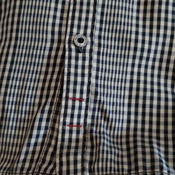 Seven For All Mankind Mens Gingham Button-Up Shirt Blk/Wht Large - Picture 11 of 14